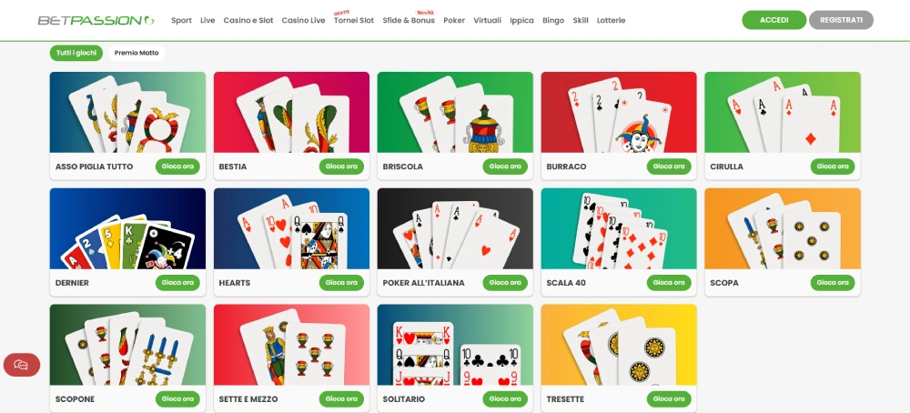 Giochi di carte Betpassion