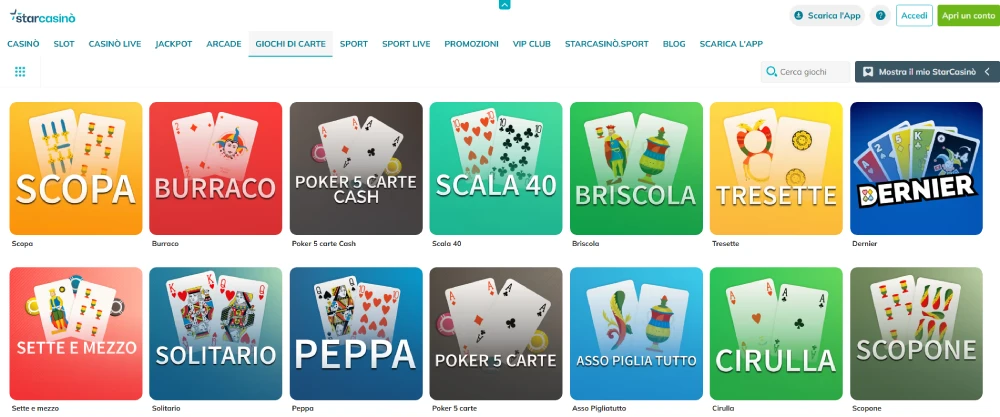 Giochi di carte Starcasinò